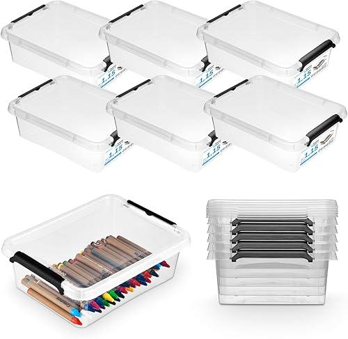 Pullmer Lot de 4 boîtes de rangement empilables en plastique avec couvercle, 4,5 l, 29 x 20 x 12 cm - Nail Gallerys