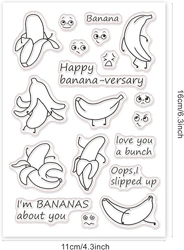 GLOBLELAND Banane Tampon Transparent, Tampon en Silicone Joint de Motif de Banane Timbre en Silicone Feuilles de Timbres pour la Carte et Scrapbooking Décor - Nail Gallerys