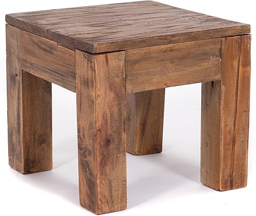DESIGN DELIGHTS Table basse rustique Square 40 - En acajou massif - 40 x 40 x 40 cm (H x l x P) - Table d'appoint - Nail Gallerys