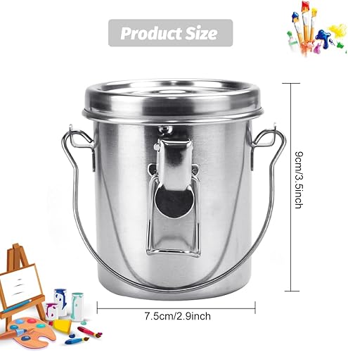 WENRERO Nettoyeur Pinceau en Acier Inoxydable Seau de Lavage Pinceau 9 * 8cm Nettoyeur de Pinceaux pour Artistes Seau de Lavage Brosse Portable avec Filtre pour Peintre à l'huile, Aquarelle - Nail Gallerys