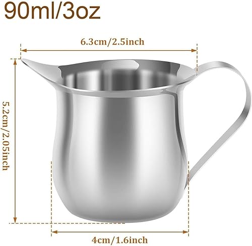 90 Ml Pot À Lait Acier Inoxydable, Pichet Lait Inox Tasse A Cafe Pichet Inox Avec Bec Verseur Pichet À Mousse De Lait Pour Faire Mousse Le Lait, Des Capuccinos, Des Jus, Expresso, Latte Art - Nail Gallerys