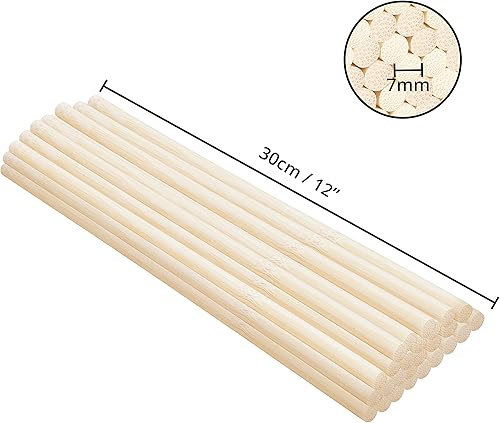Belle Vous Lot de 100 Bambou Tige Naturelle et Ronde - 30 cm - Baguette Bois Extra Longue Brute de 7 mm - Baton Bois Solide - Artisanat, Projets Artistiques, Décorations et Loisirs Créatifs - Nail Gallerys