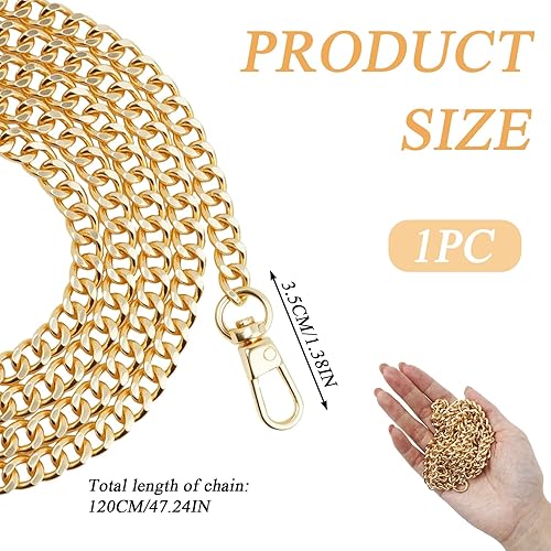 Eddrfy Chaine Sac à Main doré120cm, Chaîne Sac a Main avec Boucles, chaine grosse maille pour telephone portable, Remplacement bandoulière Sac à bandoulière fine chaîne courte pour Petite Femme - Nail Gallerys