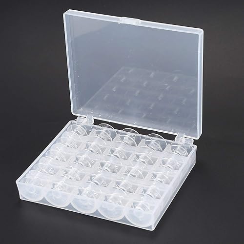 Tlily 25x Plastique Canettes Bobine Fil Corde+ Boite Emballage pour Machine a Coudre - Nail Gallerys