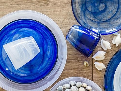 H&h set 6 bicchieri alabastro in vetro blu cl23 - Nail Gallerys