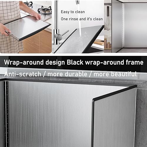 Protection Anti-éClaboussures Pliable，Protecteur D'écran Splatter En Acier Inoxydable, Protection Pour La Cuisine Et Plaque De Cuisson,Pour Cuisine, Cuisine Et Friture,4 Côtés ( Color : Silver , Size - Nail Gallerys