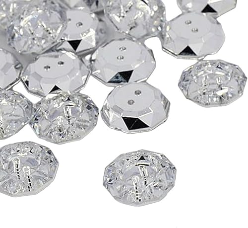 10 BOUTONS FANTAISIES STRASS TRANSPARENT 18 mm - 2 TROUS - CREATION COUTURE SCRAPBOOKING - Nail Gallerys