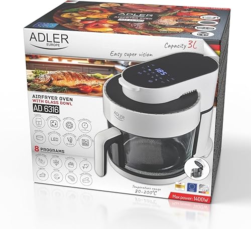 ADLER Air Fryer Four avec bol en verre 3L - Nail Gallerys