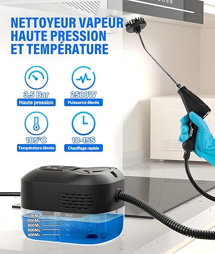 Nettoyeur vapeur multifonctionnel PAHTTO, machine de nettoyage à haute température pour usage domestique, avec écran LCD et poignée anti-brûlure, adapté au nettoyage de la maison et de la voiture - Nail Gallerys