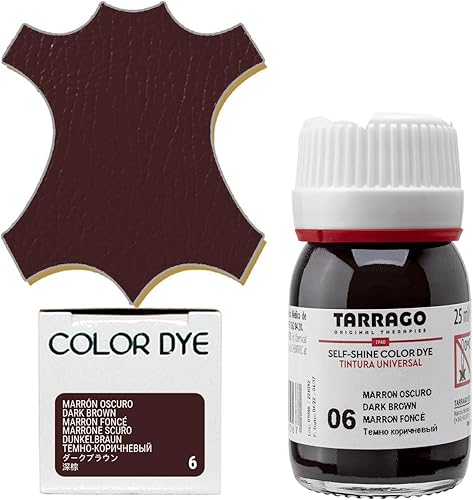 Tarrago | Kit de colorant auto-brillant 25 ml | Préparation au changement de couleur + Teinture pour cuir et toile pour la teinture de chaussures et accessoires | Répare les chaussures (Brun foncé 06) - Nail Gallerys