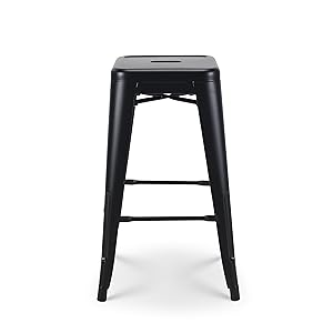 Tabouret de bar style industriel en métal noir mat avec assise hauteur 66cm