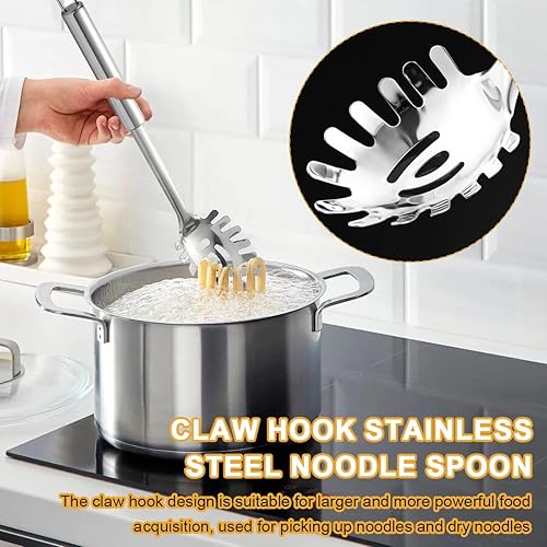 Paquet de 2 pinces à spaghetti, pinces de cuisine en acier inoxydable, distributeur de pâtes, adaptées à la cuisson et à la cuisson des pâtes, grillades, lavable au lave-vaisselle - Nail Gallerys