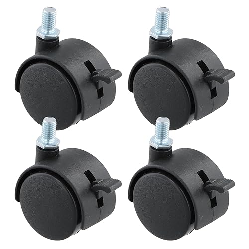 Set de 4 Roulettes pour Meubles, 50 mm, avec Frein pour Chaises de Bureau, Pivotantes, Silencieuses et sans Rayures, Roulettes de Rechange pour Meubles sur Sols Durs - Nail Gallerys