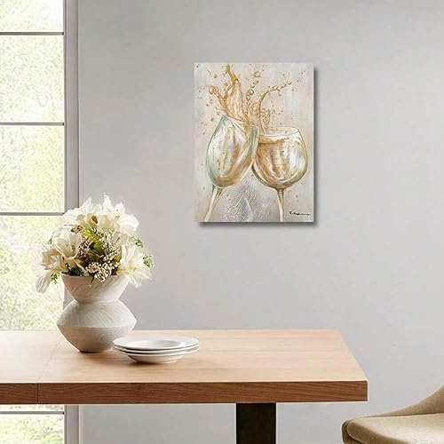 lianyibo 1 pièce de décoration murale en toile représentant un verre à vin jaune, un verre à champagne, une peinture abstraite, une impression décorative, 25 x 35 cm, sans cadre - Nail Gallerys