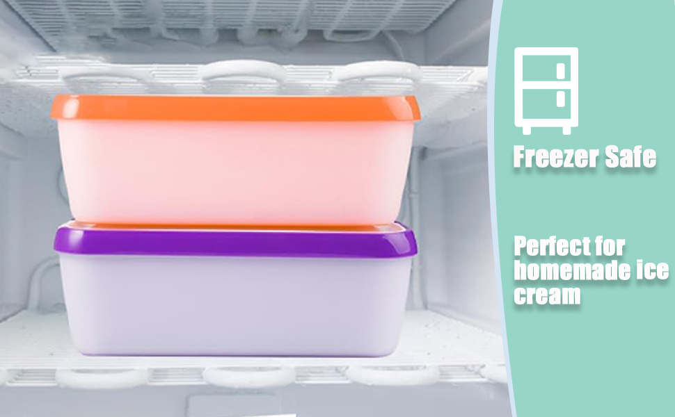 Lot de 3 bacs à glace pour crème glacée, 1,5 l, réutilisables