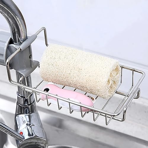 Retoo Organisateur d'évier pour Cuisine, Robinet de Cuisine, Porte-éponge, étagère de Robinet avec Organisateur d'évier en Acier Inoxydable avec pour éponge, brosses, Distributeur de Savon - Nail Gallerys