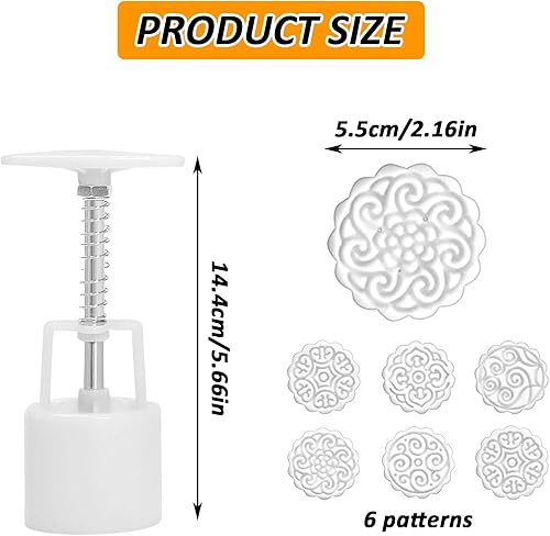 MJTCHE19 Moules à Gâteau de Lune avec Tampons Presse à Biscuit en Forme de Fleur Moule à Lune Gâteau Mooncake Moule Pâtisserie Orientale Outils de Décoration pour Pâtisserie Biscuits Desserts 1 Set - Nail Gallerys