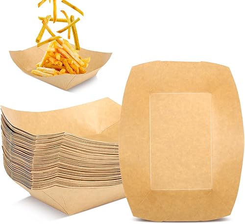 50 Pièces Barquette Frite，Barquettes en Carton Kraft，Boîte en Papier Kraft pour Salade，Frites Curry Intestin Salade Barbecue Sushi Snack - Nail Gallerys