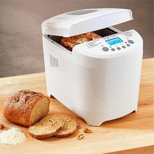 SWEET ALICE - Machine à pain - 12 programmes - Sans gluten - Départ Différé (minuterie 13h) - Maintien au chaud (1H) - 600W - 450g / 680g / 900g - Brunissement - Pâte - Gâteau - Confiture - Blanc - Nail Gallerys