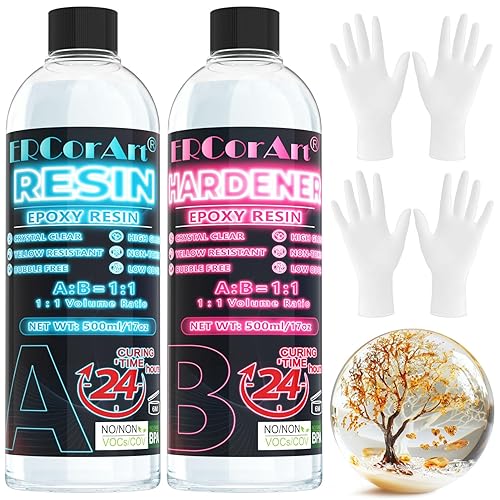 Resine Epoxy Transparente - 1000 ml / 34 oz Kit Résine Époxy, 1: 1 Ratio Polyvalente epoxy resin kit complet pour Bois, Artisanat, De l'art, Table, Fabrication de Bijoux, la Coulée et le Revêtement - Nail Gallerys