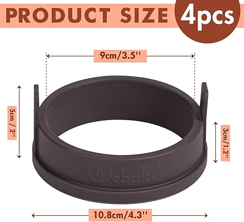 Webake Crumpet Rings Lot de 4 moules à crêpes en silicone 9 cm pour poêle, moules à œufs au plat, anneaux à œufs pour crêpes crumpet - Nail Gallerys