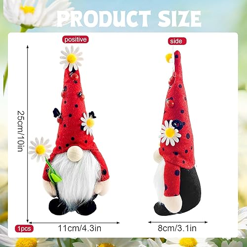 Ourdort Lutin de Printemps,Nain de Coccinelle, décoration de Coccinelle de Printemps, Deco Printemps,Deco paques, poupée naine en Peluche sans Visage Faite à la Main, pour la Maison, la Cuisine - Nail Gallerys