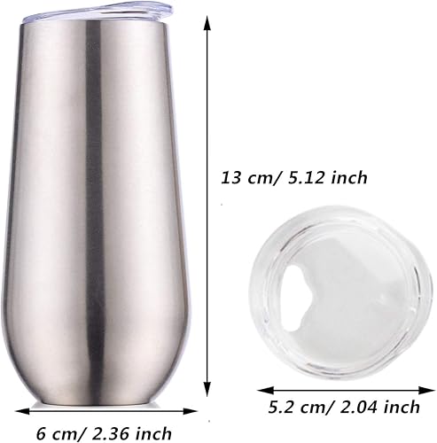 Sivaphe Flûte de Champagne Coupe à Champagne Lot de 2 Inox Double paroi Isolé Verres à vin avec couvercles 180ml or rose cadeau femme - Nail Gallerys