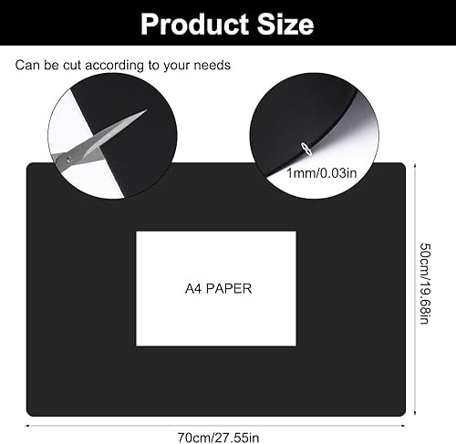70 X 50 cm Tapis Silicone Antiadhésif Grand Format, Tapis de Table Antidérapant en Silicone Resine Epoxy Patisserie, Résistant à la Chaleur Protection Plan pour Cuisson, Travaux Manuels (Noir) - Nail Gallerys