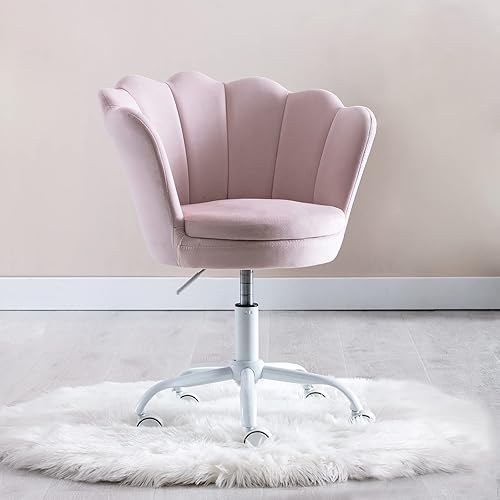 Wahson Chaise de Bureau pour Fille, Chaise Bureau Enfant Fauteuil Bureau Pivotant pour Adolescents Chaise de Bureau Chambre en Velours, Rose Clair - Nail Gallerys