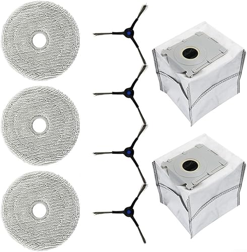 Pièces de rechange pour aspirateur Ecovacs pour mini robot Deebot – Comprend 3 serpillères, 2 sacs à poussière, 4 brosses latérales - Nail Gallerys