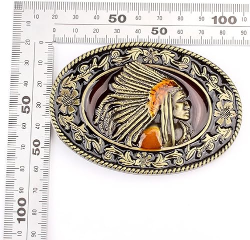 Boucle de ceinture de chef indien amérindien pour hommes, Boucle de ceinture en filigrane à tête de chef de guerrier tribal indien, Boucle de ceinture de cowboy occidental punk rock - Nail Gallerys