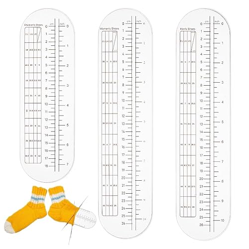 OLYCRAFT 3Pcs 2 tailles règle pour Chaussettes pour Tricot Crochet Sans Trou 22.5/30cm en Acrylique Transparent pour Crochet pour Chaussettes pour Tricot Crochet Mesure pour Chaussettes Bricolage - Nail Gallerys