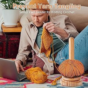 porte-pelote de laine en bois