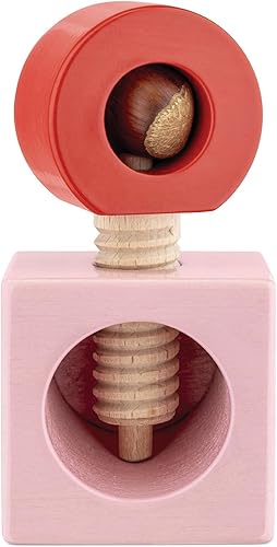 Alessi Twergi ES20 2 - Casse-Noix Design, en Bois de Hêtre, avec Poignée et Corps Colorés, Finition Laquée Brillante, Rose et Rouge - Nail Gallerys