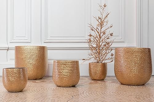 J-Line Pot de Fleurs Audrey - céramique - Or - Small - Nail Gallerys