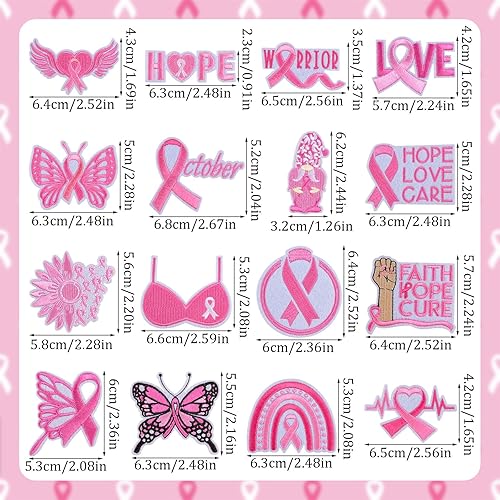 WANDIC Lot de 16 écussons thermocollants à coudre sur le thème de la lutte contre le cancer du sein pour femme - Rose - Nail Gallerys