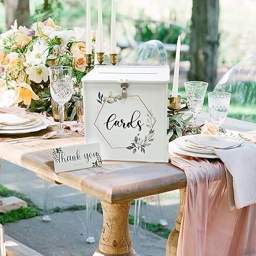 GUDELAK Boîte à cartes de mariage blanche avec serrure – Boîte cadeau en PVC pour réception de mariage et décorations de fête - Nail Gallerys