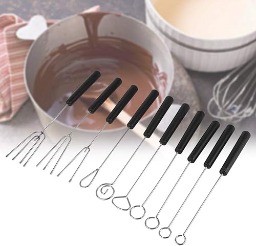 10 Pièces Fourchette à Tremper le Chocolat, Fourchettes à Fondue en Acier Inoxydable Outils de Trempage de Bonbons Bricolage avec Poignée en PP Résistant à la Chaleur Bâtons - Nail Gallerys