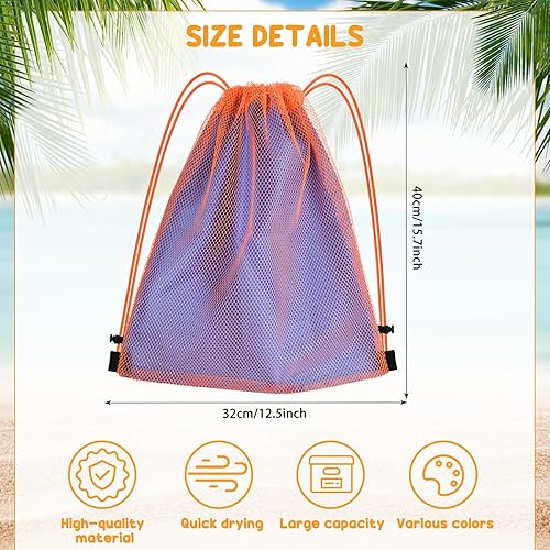 Sac Plage Enfant, 3 PCS Jouet Plage en Maille Grand Sac, Pliable Grand en Maille Filet Natation, Sac Cordon, pour Vacances en Famille à la Plage pour Enfants et Adultes, Baignade - Nail Gallerys