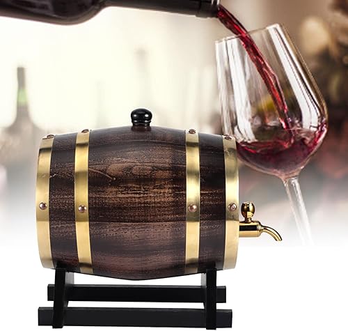 Oumefar Tonneau de vin en Bois de chêne 3L rétro Vintage Bois de chêne vin Noir Brandy Whiskey Bourbon Tequila chêne Baril vin Rouge Seau Contenant avec Robinet - Nail Gallerys