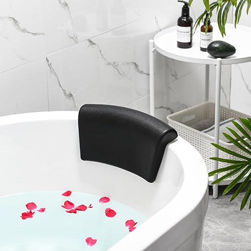 Koelaa Oreiller de Bain Imperméable Ergonomique à Ventouses - Coussin de Nuque Confortable pour Baignoire, Spa et Maison | Confort Détente - Noir - Nail Gallerys