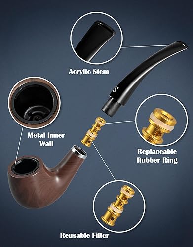 Joyoldelf Pipe à tabac avec support de pipe pliable, tamis de tuyau, embouts de pipe et outil de nettoyage de pipe avec boîte cadeau - Nail Gallerys