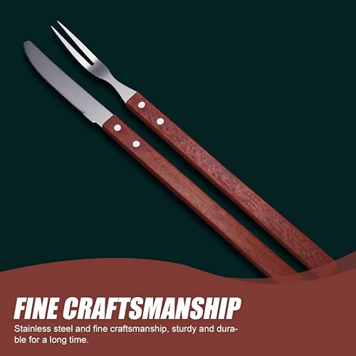 HEMOTON 1ensemble Couteau Et Fourchette Acier Inoxydable avec Manche De Ustensiles pour Barbecue pour Camping Et Fêtes Plein Air - Nail Gallerys
