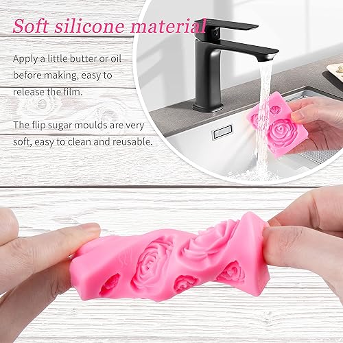 Moule Fleur Pate à Sucre 6 Pièces Silicone Rose Feuille Décoration Gâteau Pâtisserie Chocolat - Nail Gallerys