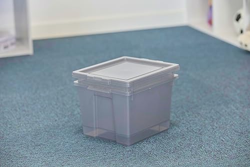 Iris Ohyama, Boite rangement plastique, Boite de rangement bureau de 10L, Lot de 4, Sans BPA,DDUSB-S, Gris- L29 x P24 x H18.5 cm - Nail Gallerys