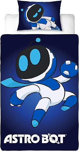 Character World Astro Bot Parure de lit Simple Officielle avec Housse de Couette réversible et taie d'oreiller Assortie Bleu - Nail Gallerys