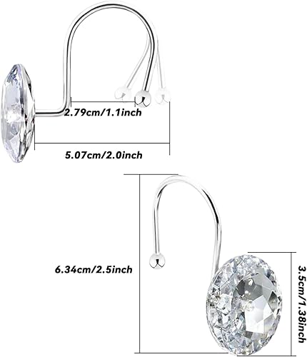 Lot de 12 Anneaux de Rideau de Douche en Acier Inoxydable pour Rideau de Douche, Crochets décoratifs pour Rideaux de Douche, Convient à la Plupart des Rideaux de Douche - Nail Gallerys