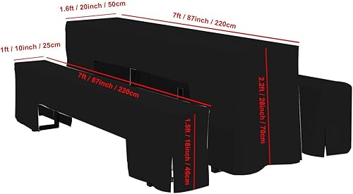 WedDecor Lot de 3 housses de table à bière et bancs en polyester pour bar, restaurant, maison, jardin, salle à manger, événements de mariage - Noir - Nail Gallerys
