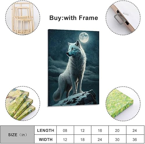 GJDYMX Poster décoratif sur toile représentant un loup pleine lune - 30 x 45 cm - Nail Gallerys
