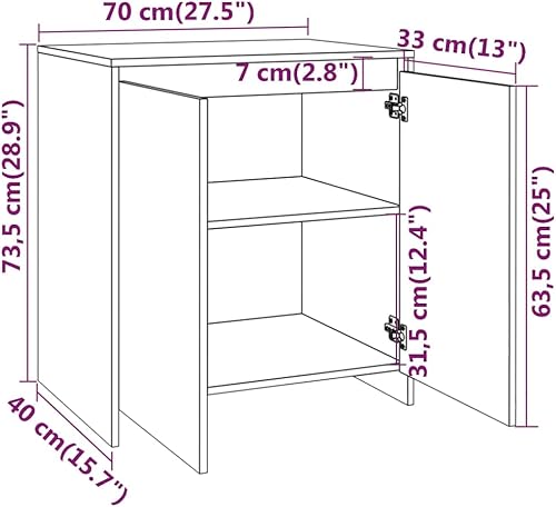homiuse Buffet 70x40x73.5cm Crédences Élégance Exquise Armoire Console avec Ses 2 Portes Commode Meuble de Rangement Salon Vaisseliers pour Cuisine Blanc Aggloméré Facile à Nettoyer - Nail Gallerys